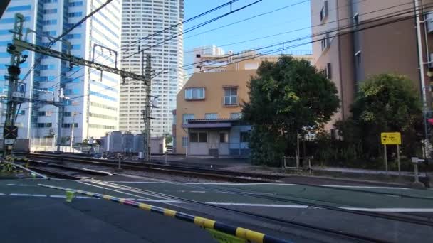 Tokio Shinagawa Spoorwegovergang November 2022 — Stockvideo