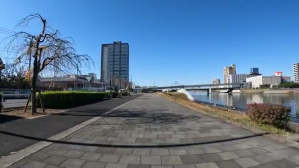 Tokio Sumidagawa Fietsen 2022 Herfst — Stockvideo