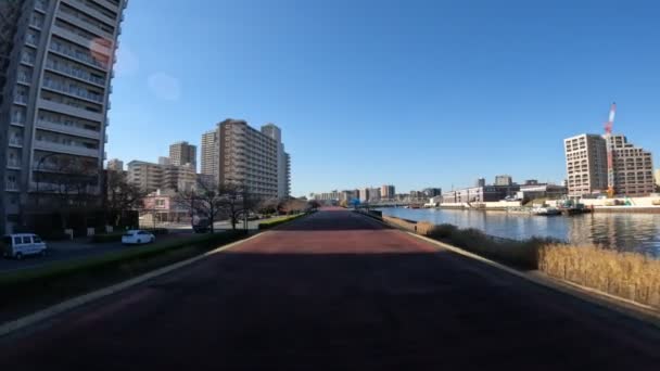 Tokio Sumidagawa Radfahren 2022 Herbst — Stockvideo
