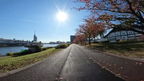 Tóquio Sumidagawa Ciclismo 2022 Outono — Vídeo de Stock