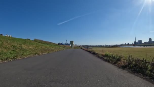 Tokyo Arakawa Bisiklet Yolu 2022 Sonbahar — Stok video
