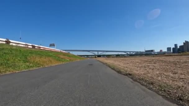 Tokyo Arakawa Cycling Road 2022 Otoño — Vídeos de Stock