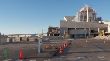 Tokyo Harumi rıhtım yıkım işi Aralık 2022 Sabah erken saatlerde