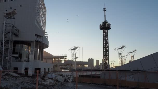 Tokyo Harumi Wharf Demolition Work December 2022 Early Morning — Stock Video