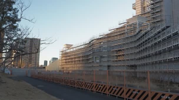 Tóquio Harumi Cais Demolição Trabalho Dezembro 2022 Manhã Cedo — Vídeo de Stock