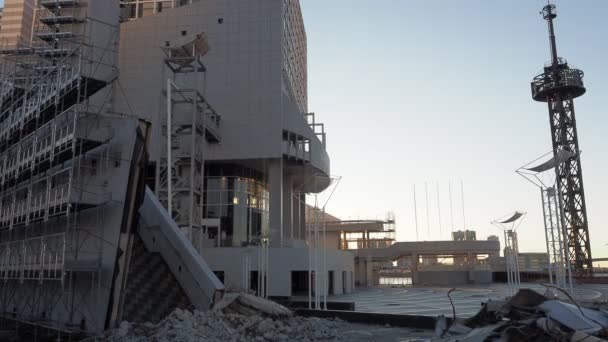 Tokyo Harumi Wharf Demolition Work Грудень 2022 Ранковий Ранок — стокове відео