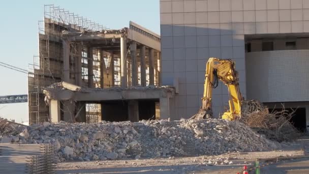 Tokio Harumi Přístaviště Demoliční Práce Prosinec 2022 Časné Ráno — Stock video
