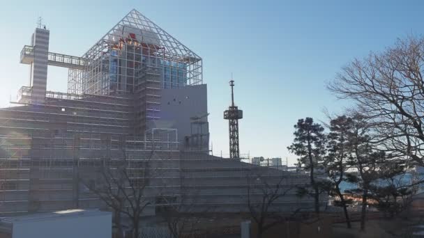 Tokio Harumi Přístaviště Demoliční Práce Prosinec 2022 Časné Ráno — Stock video