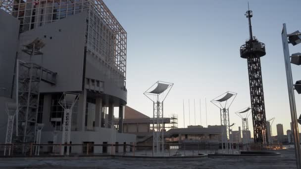 Tokyo Harumi Wharf Trabajos Demolición Diciembre 2022 Temprano Mañana — Vídeos de Stock