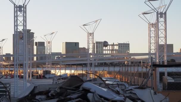 東京晴海埠頭解体工事2022年12月早朝 — ストック動画