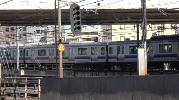 Train Running Japan Tokyo Landscape — Stock Video
