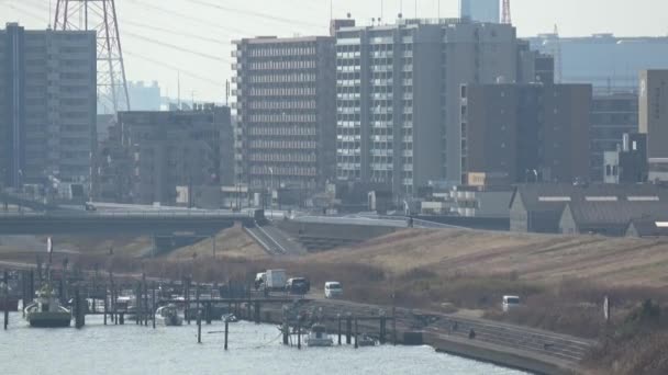 荒川河川敷景観2023年2月東京都 — ストック動画