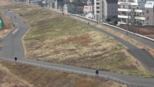 Arakawa Sungai Landscape 2023 Februari Jepang Tokyo — Stok Video