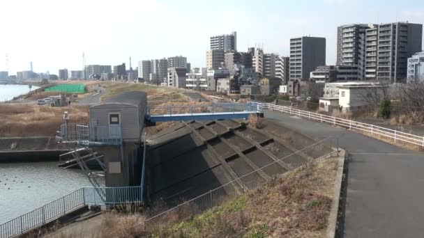 Arakawas Flodlandskap 2023 Februari Japan Tokyo — Stockvideo