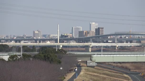 Arakawa Riverbed Paisagem 2023 Fevereiro Japão Tóquio — Vídeo de Stock