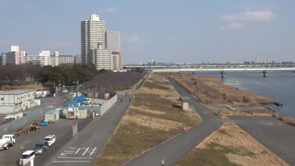 Сад Річки Аракава Landscape 2023 Лютого Японія — стокове відео