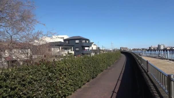 Eski Edogawa Köprüsü Japonya 2023 Planlanmış Bir Inşaat Sahası — Stok video
