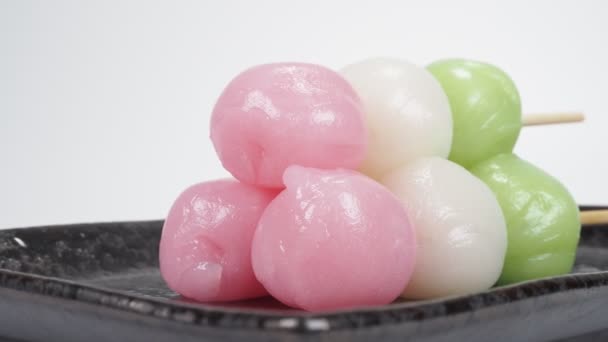 三色の団子 日本の伝統菓子団子 — ストック動画