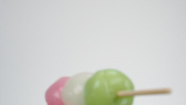 Trei Culori Găluște Japoneze Dulciuri Tradiționale Dango — Videoclip de stoc