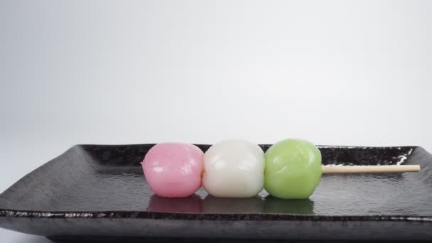 Boulette Trois Couleurs Japonaise Bonbons Traditionnels Dango — Video