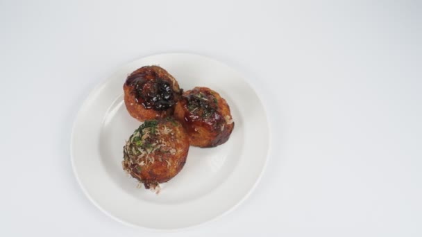 Такояки Традиционная Японская Еда Видеоклип — стоковое видео
