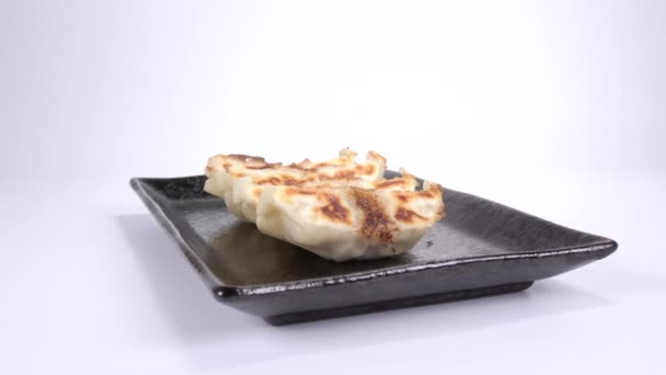 Gyoza Japonés Pan Fried Dumplings — Vídeos de Stock