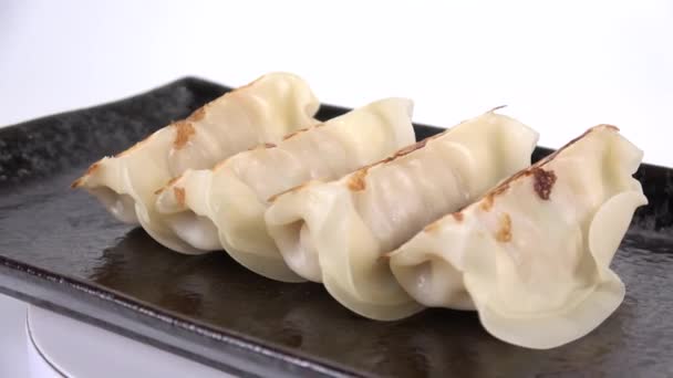 Gyoza Japanese Pan Fried Dumplings — Stock Video
