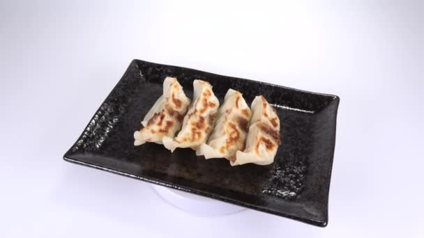 Gyoza Japanese Pan Fried Dumplings — Stock Video