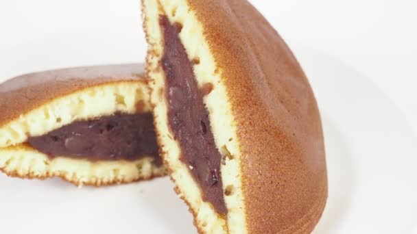 Dorayaki Przekrój Japońskie Tradycyjne Słodycze — Wideo stockowe