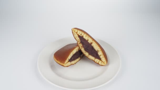 Dorayaki Dwarsdoorsnede Japanse Traditionele Snoepjes — Stockvideo