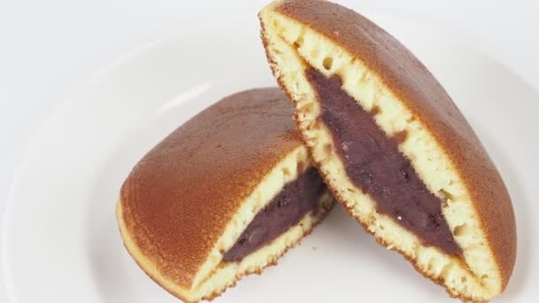 Dorayaki Querschnitt Durch Traditionelle Japanische Süßigkeiten — Stockvideo
