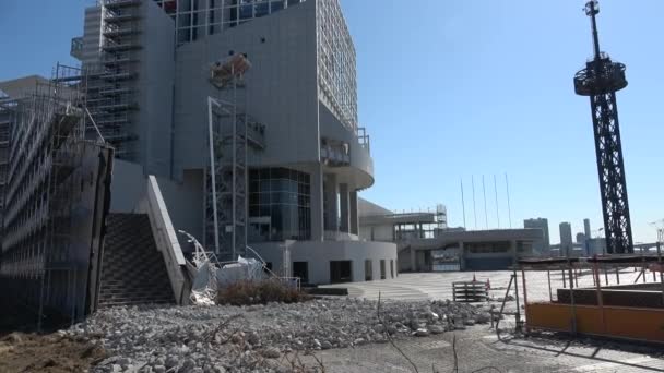 Harumi Wharf Trabajos Demolición Febrero 2023 Japón Tokio — Vídeo de stock