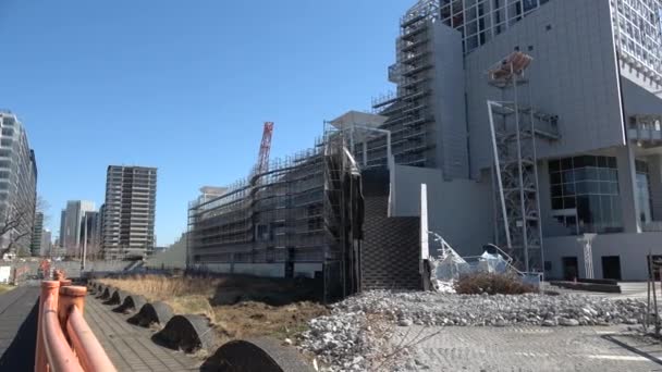 Harumi Přístaviště Demoliční Práce Únor 2023 Japonsko Tokio — Stock video