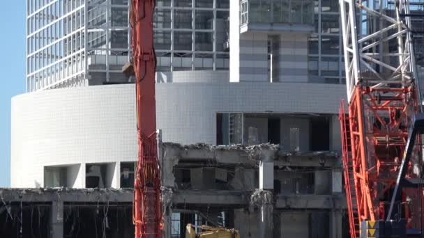 Harumi Wharf Trabajos Demolición Febrero 2023 Japón Tokio — Vídeo de stock