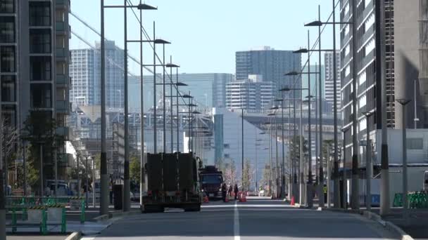 正在建造中的春海旗 日本东京2023冬季 — 图库视频影像