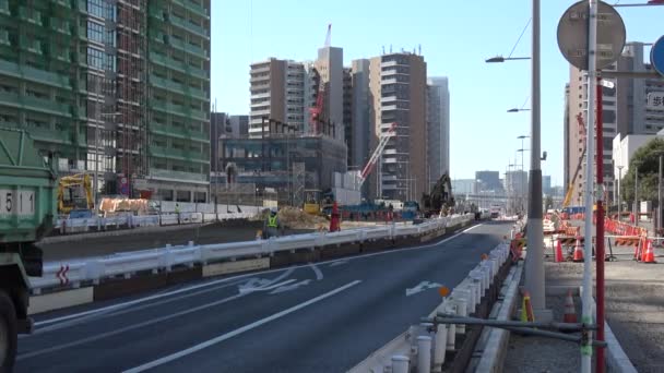 Bandeira Harumi Construção Japão Tóquio 2023 Inverno — Vídeo de Stock