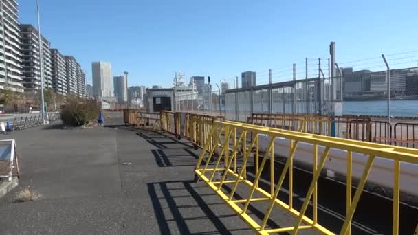 Harumi Flagga Uppbyggnad Japan Tokyo 2023 Vinter — Stockvideo