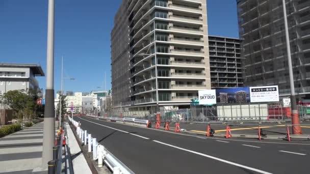 Bandera Harumi Construcción Japón Tokio 2023 Invierno — Vídeos de Stock