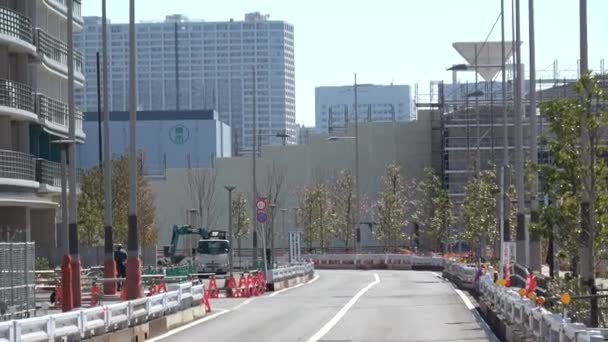 Vlajka Harumi Výstavbě Japonsko Tokio 2023 Zimní — Stock video
