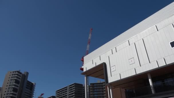 Vlajka Harumi Výstavbě Japonsko Tokio 2023 Zimní — Stock video