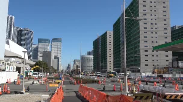 Bandera Harumi Construcción Japón Tokio 2023 Invierno — Vídeos de Stock