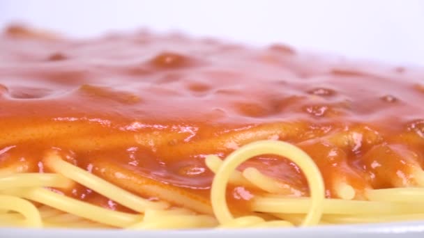 Pasta Salsa Carne Spaghetti Breve Video Clip — Video Stock