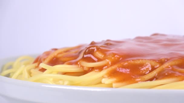 Спагетти Мясным Соусом Короткий Видеоклип — стоковое видео