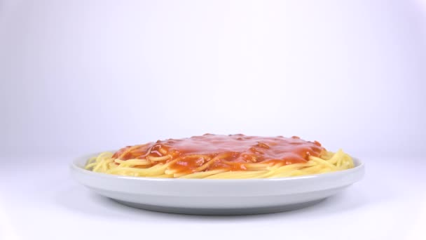 Pasta Meat Sauce Spaghetti Kort Videoklipp — Stockvideo