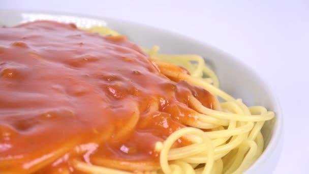 Pasta Vlees Saus Spaghetti Korte Videoclip — Stockvideo