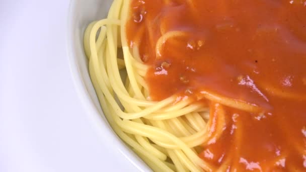 Pasta Salsa Carne Spaghetti Breve Video Clip — Video Stock