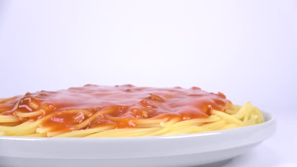 Pasta Molho Carne Espaguete Clipe Vídeo Curto — Vídeo de Stock
