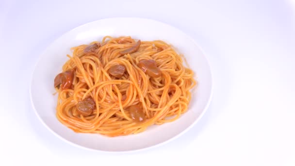 Japansk Spaghetti Napolitana Kort Videoklipp — Stockvideo