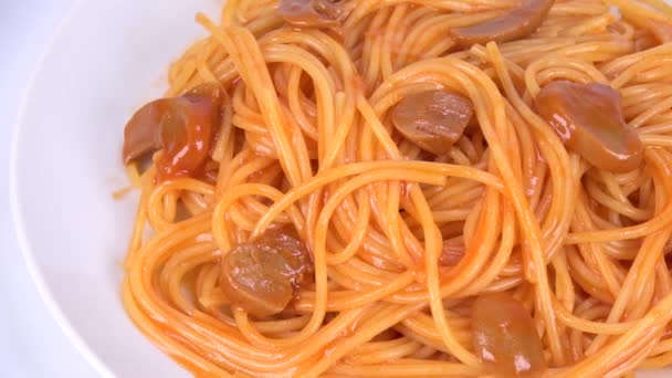 Espaguetis Japoneses Napolitana Corto Video Clip — Vídeo de stock