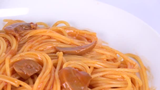 Japonês Espaguete Napolitana Clipe Vídeo Curto — Vídeo de Stock